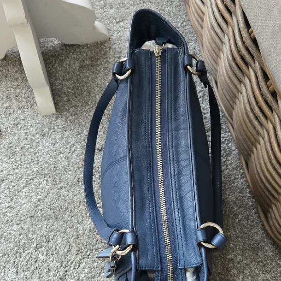 Coach Dark Blue Leather Tote - Picture 6 of 10